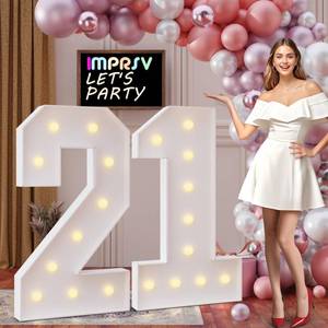 lot 19302 image: imprsv 4FT Marquee Numbers 21,DIY Light Up Numbers for 21st Birthday Decorations, Party Decorations,Anniversary Party Decor,Mosaic Number for Balloons Number 21,Pre-Cut Foam Board Kit