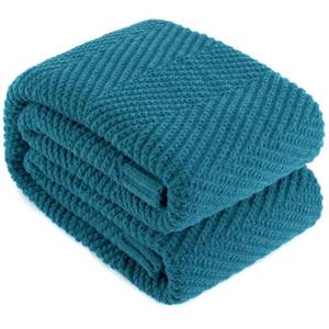 lot 19309 image: LONG CREATE Knitted Throw Blanket 50X60, Teal Knit Throws for Bed, Super Soft Boho Chevron Blankets for Couch Sofa Chair Room Decor, Textured Decorative Farmhouse Cozy Lightweight