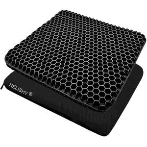 lot 19314 image: Egg Gel Seat Cushion, Breathable Gel Cushion Chair Pads with Non-Slip Cover for Home Office Car Wheelchair, Honeycomb Design Egg Seat Cushion As Seen On TV (Black)
