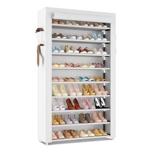 lot 19319 image: LANTEFUL Shoe Rack with Covers 10 Tier Tall Shoe Rack Organizer Large Capacity Shoe Shelf Storage 40 Pairs Space Saving Free Standing Shoe Storage Organizer for Closet, Entryway, Dorm, White