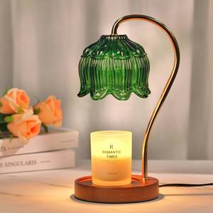 lot 19325 image: Funistree Green Candle Warmer Lamp with Timer, Christmas Gifts, Dimmable Flower Candle Lamp Warmer, Vintage Birthday Gifts for Women, Mom, Female Friend, Aromatic Candle Light for Yankee Candles