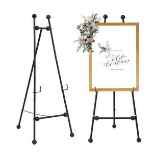 lot 19329 image: Metal Easel Stand with Chain Support for Mirror,58 Inch Iron Adjustable Arts & Crafts Easels,Floor Easels for Display Wedding Sign(Black)