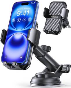 lot 19332 image: 3-in-1 Car Phone Holder 122LBS Strongest Suction & Stable Clamp Arm 360° Adjustable Car Phone Mount, Cell Phone Holders for Your Car for Dashboard Vent, All Smartphones & Car Models