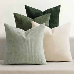 lot 19336 image: MIULEE Pack of 4 Couch Throw Pillow Covers 20x20 Inch Neutral Green Soft Decorative Chenille Pillow Covers Farmhouse Accent Cushion Covers for Boho Spring Home Decor Sofa Bedroom Living Room
