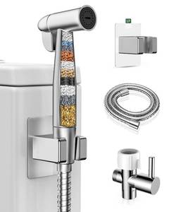lot 19339 image: PWERAN Handheld Bidet Sprayer for Toilet with Water Filter, Stainless Jet Spray for Toilet with Adjustable Pressure,47in Leak-Proof Hose for Muslim Shower,Feminine Wash, Diaper Cloth Washing