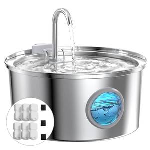 lot 19342 image: Cat Fountains for Drinking Stainless Steel 108oz3.2L Cat Water Fountain Led Light - Running Pet Water Fountain Filtered - GIOTOHUN Faucet Like Pet Water Fountains for Cats Indoor with 9 Filters