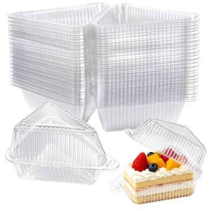 lot 19343 image: FORBFAN Cake Slice Container 100 Pack, 5 Inch Clear Disposable Bakery Box with Hinged Lid, Plastic Triangle Pie Slice Container for Cheesecake, To-Go & Takeout