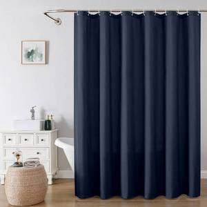 lot 20301 image: OVZME Zora Navy Blue Shower Curtain for Bathroom, Fabric Shower Curtain Set with 12 Hooks - Soft Cloth Hotel Spa Quality, Water Repellent, Machine Washable Bath Curtain, Grommets Top, 72Wx72L