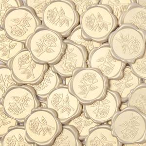 lot 20305 image: Pilloze 50 Pcs Ivory White Rose Style Wax Seal Stickers, Self Adhesive Wax Seal for Wedding Invitation, Easy Use Good Adhesion, Ivory White Rose Envelope Stickers Perfect for Invitation