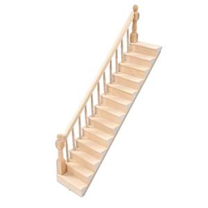lot 20309 image: Fydun Miniature Stairs, Doll House Glossy Rounded Corners Birch Material 112 Wooden Handrail DIY Doll House Stairs 1 12 Dolls Staircase Steps Treppe Vivd Cute (Left armrest)