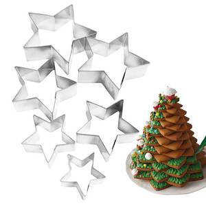 lot 20314 image: 6 Pieces Star Cookie Cutters, 3D Christmas Tree Cookie Cutter Set, 4th of July Cookie Cutters, Assorted Sizes Stainless Steel Star Shapes, Molds for Making Biscuit Molds Fondant Decorations