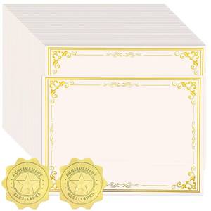 lot 20321 image: 100 Sheets Certificate Paper with 100 Pcs Gold Seal Stickers, 8.5 � 11 Printable Award Certificates for Graduation Marriage, Business Awards, Employee Recognition, Teacher Appreciation Certificates