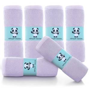 lot 20356 image: HIPHOP PANDA Baby Washcloths, Rayon Made from Bamboo - 2 Layer Ultra Soft Absorbent Newborn Bath Face Towel - Reusable Baby Wipes for Delicate Skin - Purple, 6 Pack