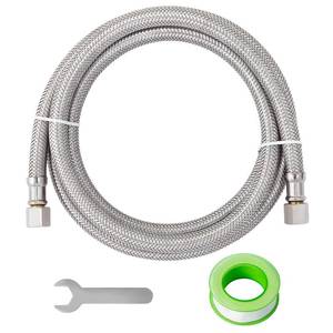 lot 20361 image: SUNGATOR 5 Feet Refrigerator Water Line, 14 Comp X 14 Comp Ice Maker Hose, 5 Feet Stainless Steel Braided Ice Maker Water Supply Line with A Wrench and Sealing Tape (1 Pack)