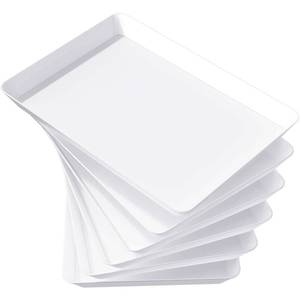 lot 20362 image: Lifewit Serving Tray for Party Supplies, Reusable Serving Platter for Catering, Snack, Fruit, Charcuterie, Appetizer, Plastic Food Trays, Hosting Essentials, BPA Free, White, 6 Pcs