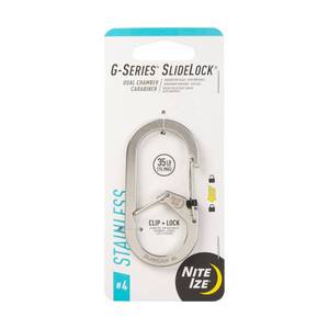 lot 20375 image: Nite IZE G-Series SlideLock #4 Dual Chamber Carabiner, Dual Security Carabiner Keychain, Stainless Steel, 1 Count (Pack of 1)
