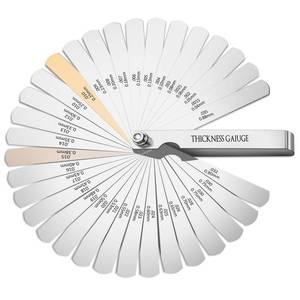 lot 20378 image: CHERALKEST Feeler Gauge Set Stainless Steel Thickness Gauge 32 Blades 0.04-0.88 mm (0.0015-0.035 Inch) Dual Marked Metric and Imperial Measuring Tools for Measuring Gap Widths and Thicknesses