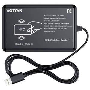 lot 20382 image: RFID Reader 125KHz �� 13.56Mhz, ISO14443-AB Protocol IC Card, ISO15693 EM4100 EM4305 1346 Family ID Card Reader for iPhone Android Mac iOS (Type-C)