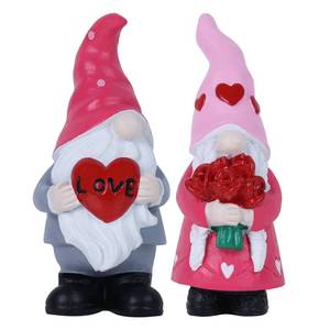 lot 20383 image: MEETYAMOR Valentines Day Decorations, Set of 2 Pink Red Resin Gnomes Figurine for Valentines Day Decor, Sweet Gnome Statues with Heart Rose for Home Indoor Living Room Table Mantle Tired Tray Shelf