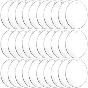 lot 20397 image: Audab 6pcs Acrylic Ornament Blanks Bulk, Round Acrylic Blanks for Vinyl Clear Acrylic Discs Keychain with Hole for Engraving DIY Projects, Art Crafts(3.5 Inch, 30 Pcs)