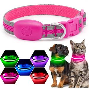 lot 20400 image: Flashseen LED Cat Collar,Light Up Dog Collar Rechargeable, Dog Lights for Night Walking, Comfortable Soft Mesh Pet Collar Adjustable for Cats Puppy and Small Dogs(Pink, XS)