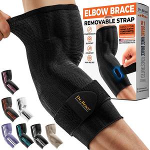 lot 20408 image: DR. BRACE� Elite Elbow Brace Support with Removable Strap for Women & Men, Pain Relief for Tendonitis, Arthritis, Golfers & Tennis Elbow Treatment, Elbow Sleeve for Workouts Weightlifting (Black, Large)