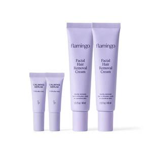 lot 20420 image: Flamingo Womens Facial Hair Removal Cream  - (2 Pack) 1.35 fl oz - Removes Hair from Chin, Upper Lip, and Sideburns