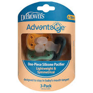 lot 12217 image: Dr. Browns Advantage Silicone Pacifiers 3-Pack (6-18m)