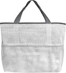 lot 12295 image: Keelaos Grey Mesh Beach Tote Bag 2 Pack