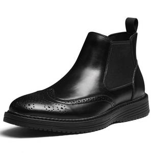 lot 1038 image: Hantatop Chelsea Boots Men Genuine Leather Casual Dress Boots Comfortable Classic Brogue Wingtip Slip On Ankle Chukka Boots for Office Casual Travel, SIZE 8