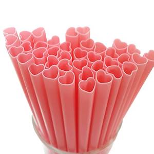 lot 1050 image: The best MOON 50pcs Heart Shaped Pink Straws Disposable Drinking Cute Straw Individually Wrapped Pink Plastic Straw Galentines Day, Cocktail, Birthday Party, Bridal Shower, Wedding Decorations