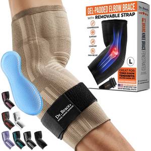 lot 2153 image: DR. BRACE� Elite Elbow Brace Support, Breathable Elbow Compression Sleeve with Gel Pad for Golfers, Tennis Elbow & Tendonitis Treatment & Pain Relief 2024 (Nude (Beige), Large)