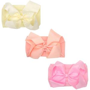lot 2157 image: chiduerm 3 Pcs Baby Girls Headband Bows, Soft Nylon Hairbands Cute Big Bow Super Elastic Headband For Baby Girls Newborn Infant Toddlers (Beige Blush Light Pink, Large)