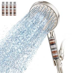 lot 2158 image: SR SUN RISE Filtered Shower Head with Handheld High Pressure 9 Spray Mode Showerhead Detachable Shower Head Water Softener Filters Beads for Hard Water Remove Chlorine 4 Filters Brushed Nickel