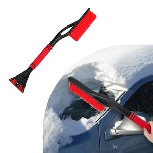 lot 2159 image: Dickno 24 Inch Car Snow Scraper and Brush, Detachable Scratch Free Ice Scraper with Ergonomic Foam Grip, Universal Winter Snow Removal Tool for Car Windshield Window (Red)