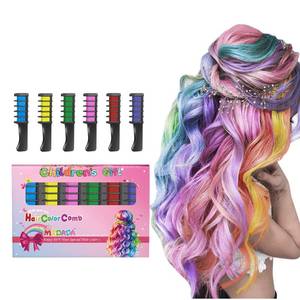 lot 2176 image: New Hair Chalk Comb Temporary DIY Hair Color for girls kids age 4 5 6 7 8 9 10 Washable Hair Chalk for Christmas Birthday Cosplay (Blue, Yellow, Purple, Red, Green, Pink)