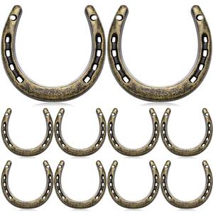 lot 2194 image: Shimeyao 10 Pcs Horseshoe Bulk Cast Iron 4.5 x 4.3 Inch Horseshoes for Adults Wall Hung Good Luck Handmade Decorations Horse Theme Party Wedding Birthday Supplies (Bronze)
