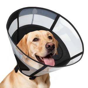 lot 2195 image: Soft Dog Cone Collar for Large Dogs, Mesh Windows Transparent E Collar for Dog, Anti-Bite Lick Wound Healing After Surgery Neuter Safety Practical Comfy Plastic Cone Black L