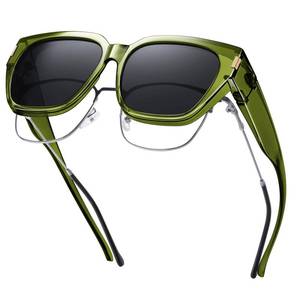 lot 2197 image: HAOLOTA Polarized Fit Over Glasses Sunglasses for Women Men Trendy Square Wrap Around Shades UV Protection