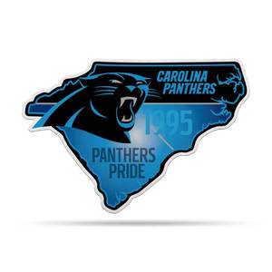 lot 2202 image: Rico Industries NFL Football Carolina Panthers State Shape Shape Cut Pennant - Home and Living Room D�cor - Soft Felt EZ to Hang