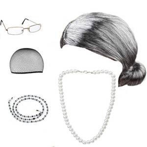 lot 2208 image: Beelittle Old Lady Costume Cosplay Grandma Granny Wig Great for Halloween Christmas Mrs. Claus
