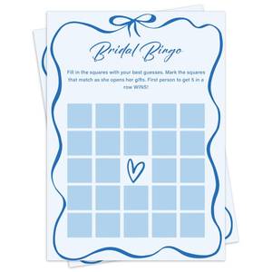 lot 2214 image: Blue Bow Bridal Shower Games for 30 Guests, Wedding Games Cards for Bride Groom, Engagement Bridal Shower Party Activities for Reception -blueyx017