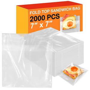 lot 3440 image: Marspark 2000 Pcs Fold Top Sandwich Bags 7�� x 7�� Food Grade Plastic Food over Bags Hdpe for Bakery, School or Work Lunches, Takeout and Deli Counters