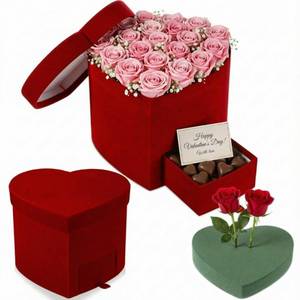 lot 3447 image: Tinlade Mothers Day Velvet Heart Box for Flower & Gifts Red Mothers Day Heart Shaped Treat Box with Lid for Mom Roses Floral Gifts for Anniversary Proposal Wedding Birthday