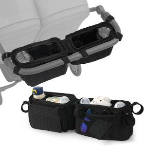 lot 3448 image: PHOEBUS BABY Double Stroller Caddy Organizer with 2 Insulated Cup Holder, Parent Console Fits for BOB Duallie, Jeep, Baby Jogger City Mini GT2 and UPPAbaby, Double Jogging Stroller Accessories