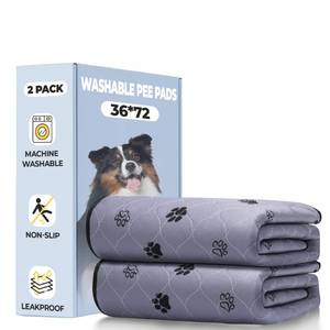lot 3449 image: Fostanfly Washable Dog Pee Pads, 2 Pack 36x72 Non Slip Reusable Puppy Pee Pads with Great Urine Absorption, Dog Mats for Whelping, Potty, Pet Training