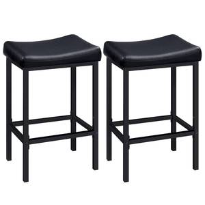 lot 3455 image: HOOBRO Bar Stools, Set of 2 Bar Chairs, Counter Height Stools, Saddle Barstools with Curved Surface, 24.8 Inches, 2.4 Thick Upholstery, for Kitchen, Dining Room, Cafe Black BB10BY01