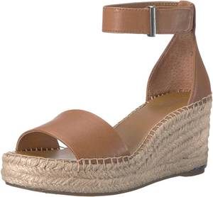 lot 3456 image: Franco Sarto Womens Clemens Jute Wrapped Espadrille Wedge Sandals Cognac Brown Leather 9M