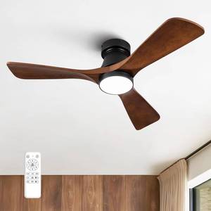 lot 3462 image: FUJIBONNY 42-Inch Ceiling Fan with Lights, Remote Control, Flush Mount, Dimmable, Reversible, Wood Blades, Power-Off Memory, Quiet DC Motor �� Modern Hugger Ceiling Fan for Living Room, Bedroom, Patio