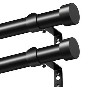 lot 3464 image: KAMANINA Curtain Rods 2 Pack, Heavy Duty Curtain Rods for Windows 28 to 48 Inch, 1 Inch Black Modern Drapery Rod with End Cap (32-58, 2Pack)